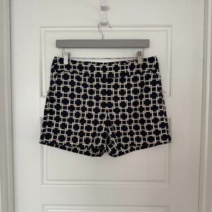 Ann Taylor Navy, White and Gold Geometric Shorts